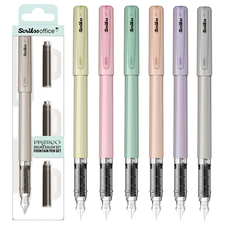 Stilou Scrikss Primeo cu 3 rezerve pe blister, penita M, ALEGE CULOAREA: Gri - Papet