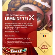 Blat icoana din tei 16x23 cm, tratat manual cu glet traditional, grosime 2 cm - Papet