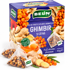 Ceai de ghimbir cu catina BELIN 2g, 20 piramide/cutie - Papet