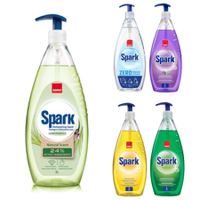 Detergent de vase lichid cu pompita, SANO Spark 1L, Alege aroma: Lamaie - Papet
