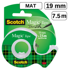 Banda adeziva invizibila Magic cu dispencer, 19 mm x 7.5 m, 3M SCOTCH Mat - Papet