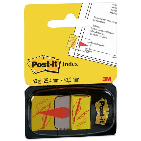 Post-it index 3M, 50 buc/set, INDICATOR Semnatura, galben - Papet
