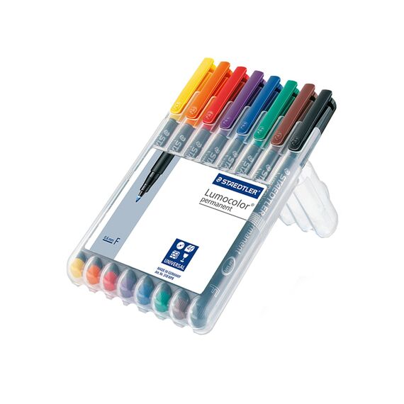 Marker permanent 0.6 mm, STAEDTLER Lumocolor, 8 culori/set - 2Papet