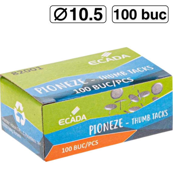 Pioneze metal, 100 buc/cutie, ECADA - Papet
