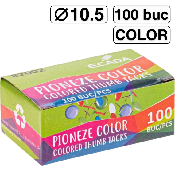 Pioneze color, 100 buc/cutie, ECADA - Papet
