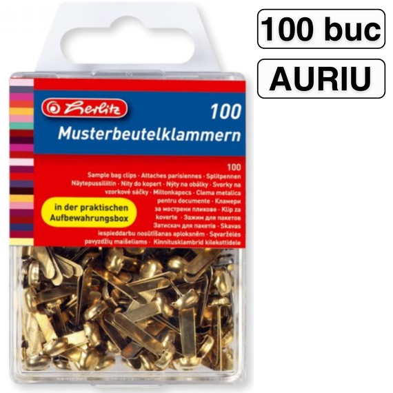 Cleme metalice documente 100 buc/cutie, HERLITZ - Papet