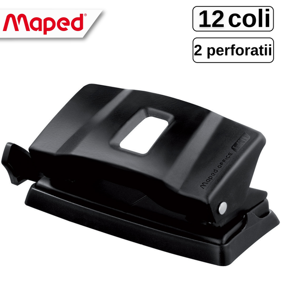 Perforator metalic, MAPED Essentials, 12 coli, Negru - Papet