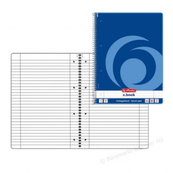 Caiet A4 cu spirala, 80 file HERLITZ X.Book, ALEGE LINIATURA: Dictando - 2Papet