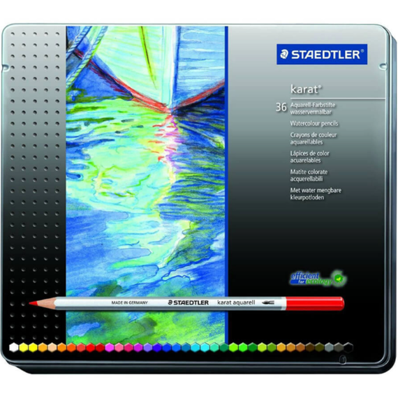 Creioane colorate STAEDTLER Karat Aquarell, cutie metalica, 36 culori/set - Papet