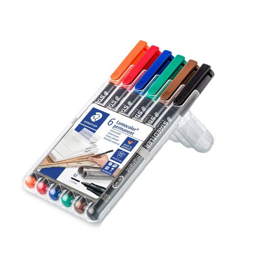 Marker permanent 1.0 mm, STAEDTLER Lumocolor M, 6 culori/set - 2Papet
