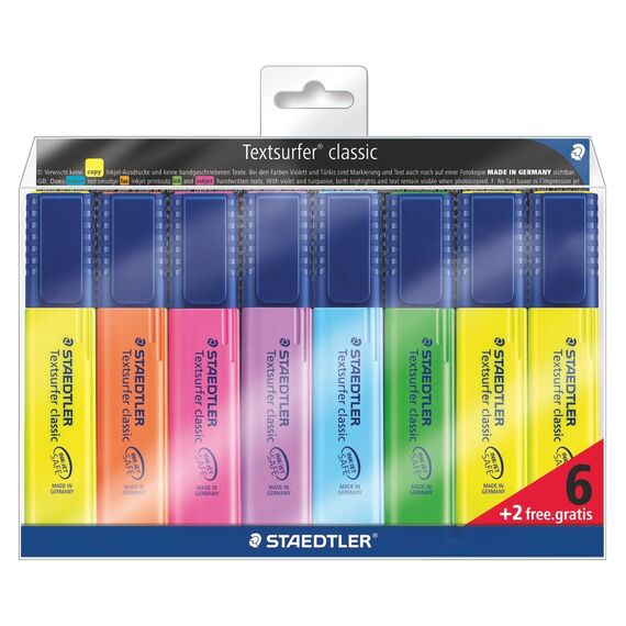 Textmarker STAEDTLER Classic, 8 buc/set - Papet