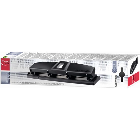 Perforator cu 4 perforatii, metalic, MAPED Essentials, 12 coli, Negru - 2Papet