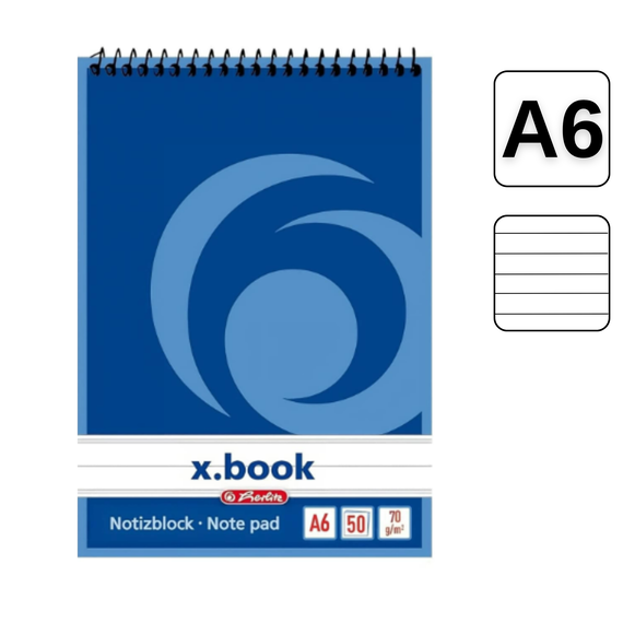 Bloc Notes cu spirala, A6, 50 file, dictando, HERLITZ X.Book - Papet