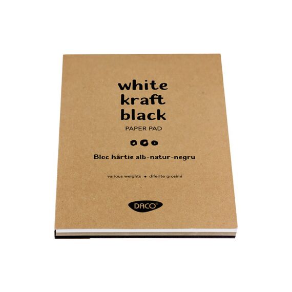 Bloc desen si schite A4, hartie alba-natur-neagra, 110 -240g/mp, 60 file, DACO - Papet