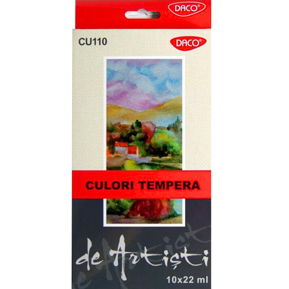 Culori tempera, tub 22 ml, 10 culori/set, DACO Artist - Papet