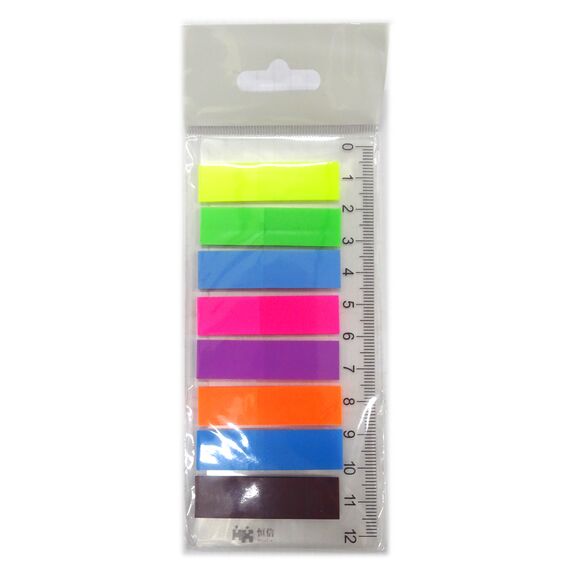 Index autoadeziv plastic RIGLA, 45 x 12 mm, 8 culori neon/set - Papet