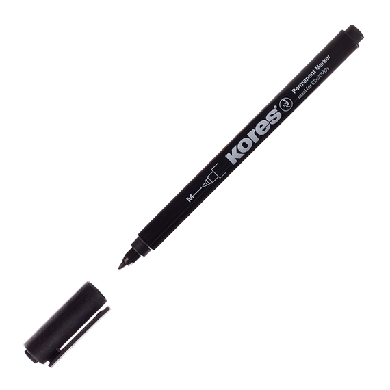 Marker permanent CD/DVD 1.0 mm, Negru, KORES - Papet
