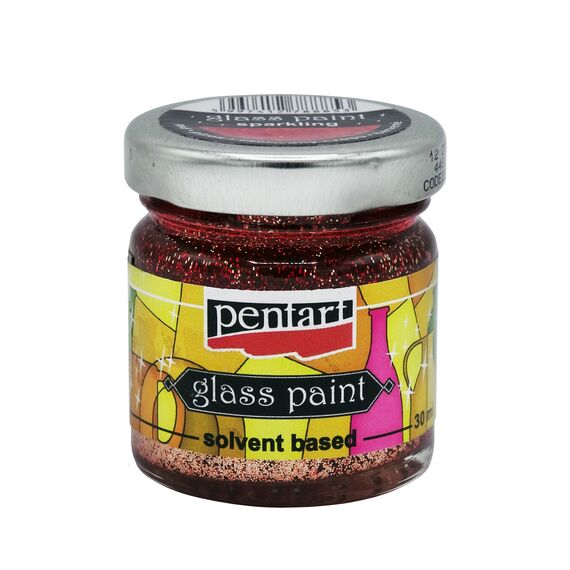Culori sticla sau vitraliu, 30 ml, PENTART Sparkling Red P26523 - Papet