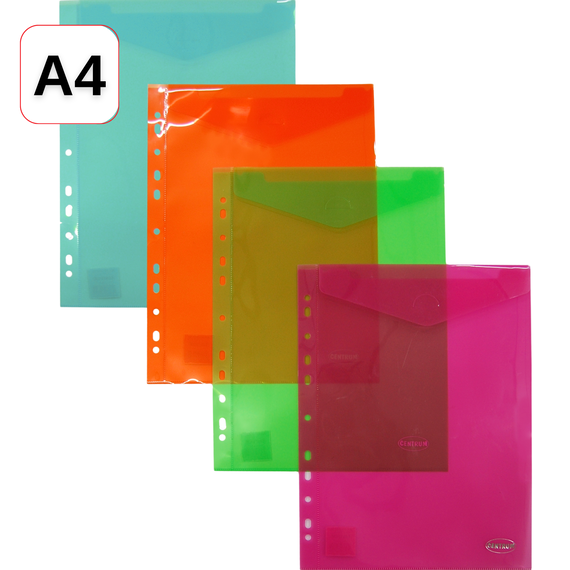 Mapa plastic A4, cu capsa, perforatii si clapeta V cu deschidere pe latura mica, CENTRUM - Papet