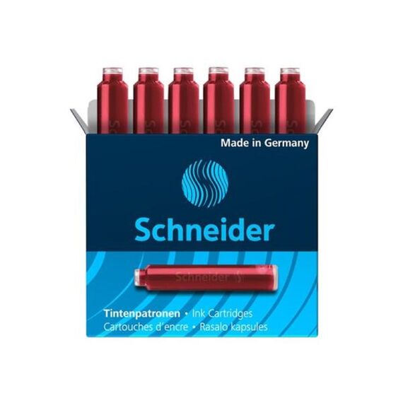 Patroane cerneala SCHNEIDER, 6 buc/set, ALEGE CULOAREA: Rosu - Papet