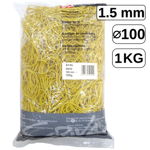 Elastice pentru bani, D 100 mm x 1.5 mm, 1 Kg, SCRIVA - Papet