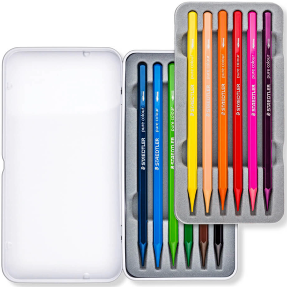 Creioane colorate STAEDTLER Aquarell, cutie metalica, 12 culori/set - 2Papet