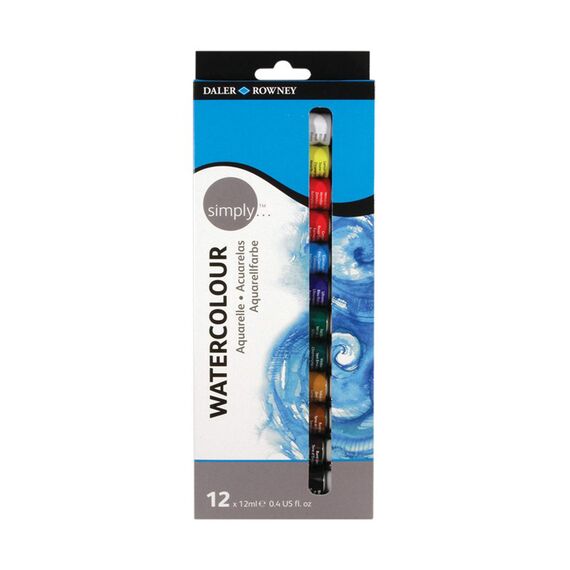 Acuarele tub 12ml, 12 culori/set, DALER ROWNEY Simply - Papet