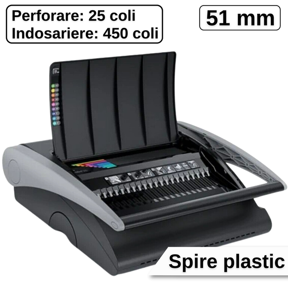 Aparat de indosariat cu spire de plastic max. 51 mm, capacitate perforare 25 coli, GBC CombBind C210 - Papet
