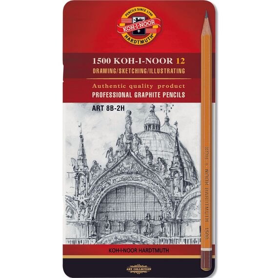 Set creioane grafit K1500 Koh-i-Noor Arta 8B-2H cutie metalica K1502-8 - 2Papet
