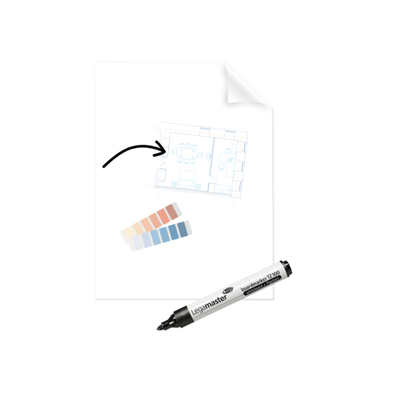 Set flipchart/whiteboard electrostatic 60x80 cm, 25 coli, 1 marker, LEGAMASTER Magic Chart - 4Papet