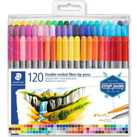 Carioci cu 2 capete STAEDTLER, 120 culori/set - Papet