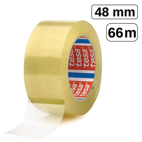 Banda adeziva cauciuc sintetic 48mm x 66m transparenta, TESA - Papet