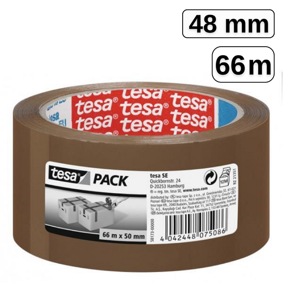 Banda adeziva cauciuc natural 48mm x 66m maro, TESA - Papet