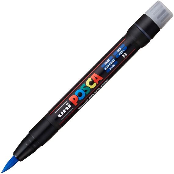 Marker pensula Uni Posca Brush  PCF-350 K Albastru M420 - Papet