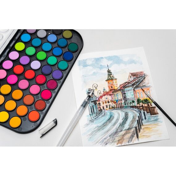 Acuarele si pensula cu rezervor, 48 culori/set, DACO - 2Papet