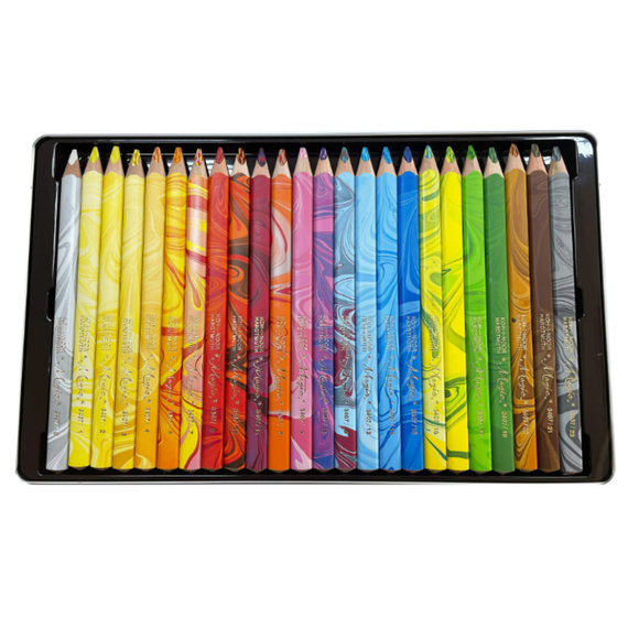 Creioane colorate KOH-I-NOOR Magic Jumbo, cutie metalica, 24 culori/set - 2Papet