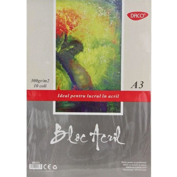 Bloc Acril A3, 300g/mp, 10 file, DACO - Papet