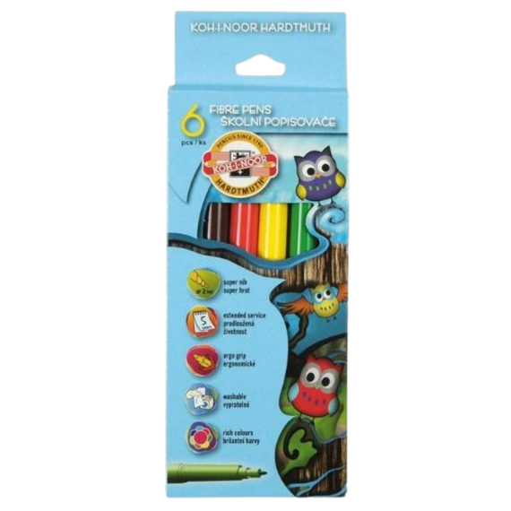 Carioci KOH-I-NOOR, 6 culori/set - Papet