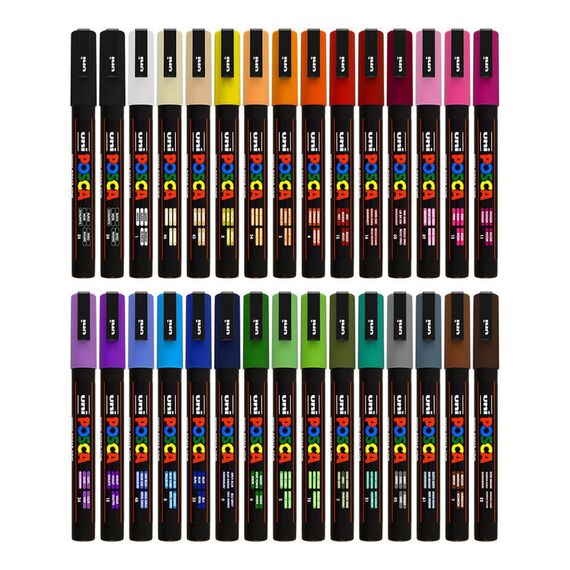 Marker Uni PC-3M Posca 0.9-1.3 mm Rosu Inchis - 2Papet