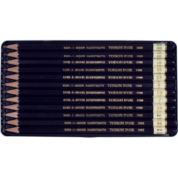 Set creioane grafit Toison D`Or K1900 Koh-i-Noor 8B-8H cutie metalica K1902-12 - 2Papet