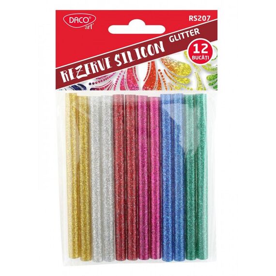 Rezerve pistol de lipit 7mm, DACO Glitter RS207, 12 buc/set - Papet