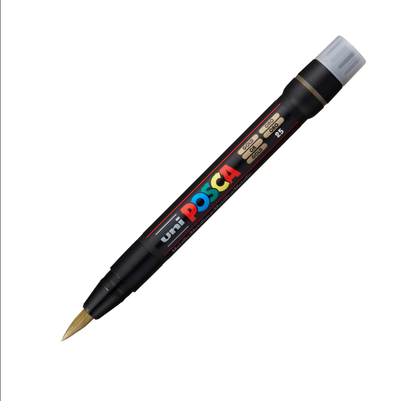 Marker pensula Uni Posca Brush PCF-350 K Auriu M422 - Papet