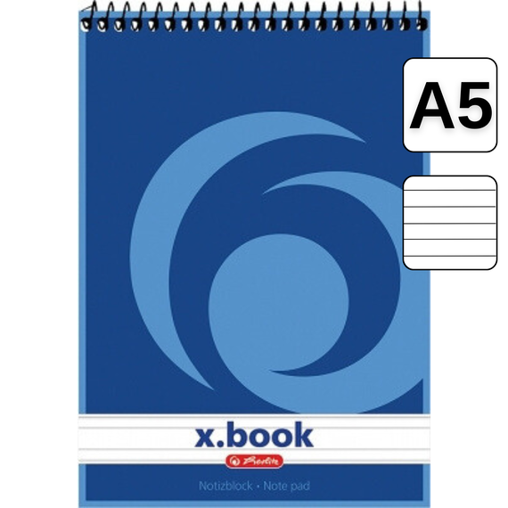 Bloc Notes cu spirala, A5, 50 file, dictando, HERLITZ X.Book - Papet