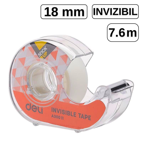Banda adeziva invizibila cu dispenser 18mm x 7.6m, DELI - Papet