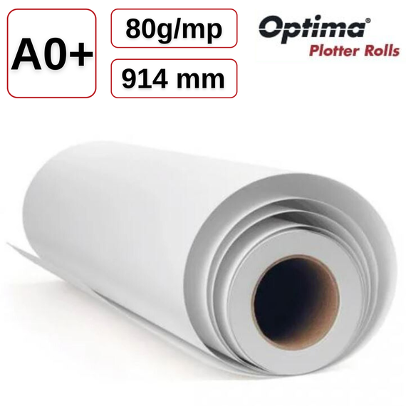 Rola hartie plotter 80g/mp A0+, 914mm x 50m OPTIMA Premium - Papet
