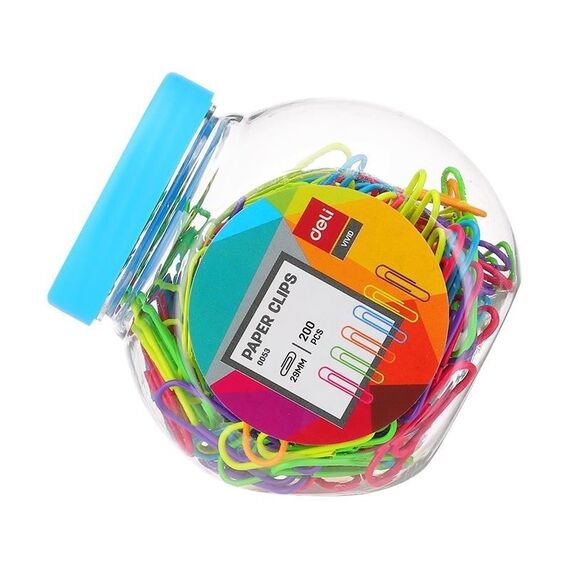 Agrafe birou colorate 29mm, 200 buc/borcan, DELI - 2Papet