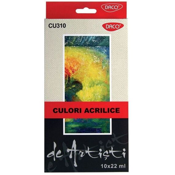 Culori acrilice, 22 ml, 10 culorI/set, DACO Artist - Papet