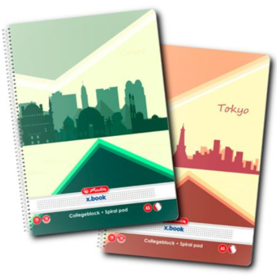 Caiet A5 cu spirala, 70 file, HERLITZ Economy, ALEGE LINIATURA: Matematica - 3Papet