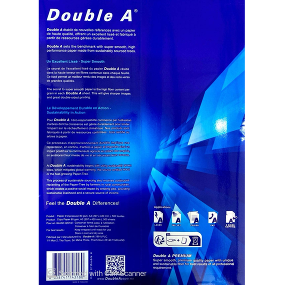 Hartie DOUBLE A, A3, 80g/mp, 500 coli/top - 2Papet
