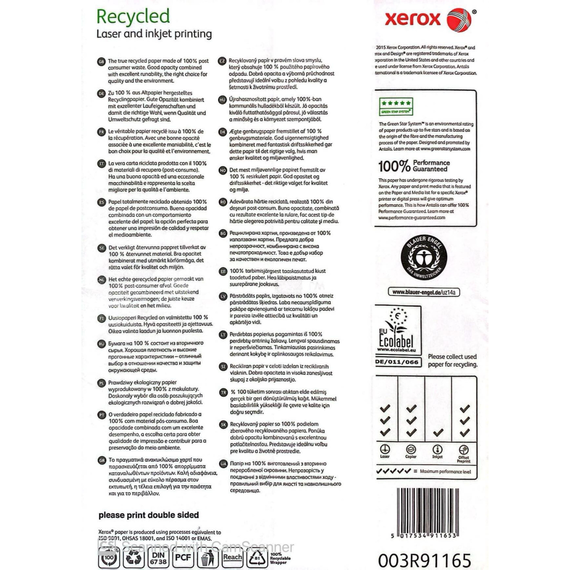 Hartie reciclata XEROX Recycled, A4, 80g/mp, 500 coli/top - 2Papet